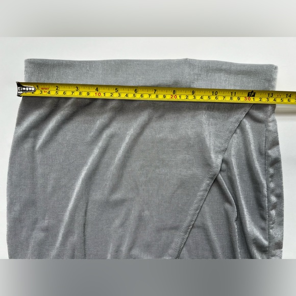 Metallic Silver Wrap Midi Skirt Mini Summer Asymmetrical Slit Dress Sequin Fest - Picture 12 of 17